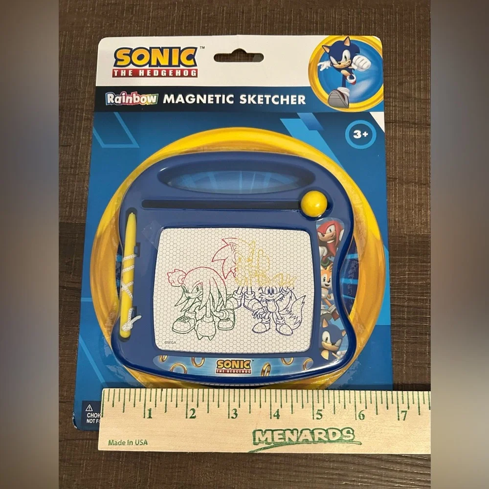 Sonic the Hedgehog Rainbow Magnetic Sketcher Travel Toy Draw Write w/ Stylus NIB